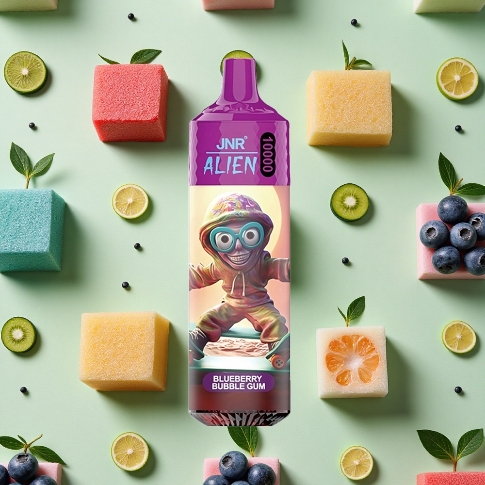JNR Alien 10000 Puffs 20ml E-líquido Chiclete de Mirtilo Azul LED RGB