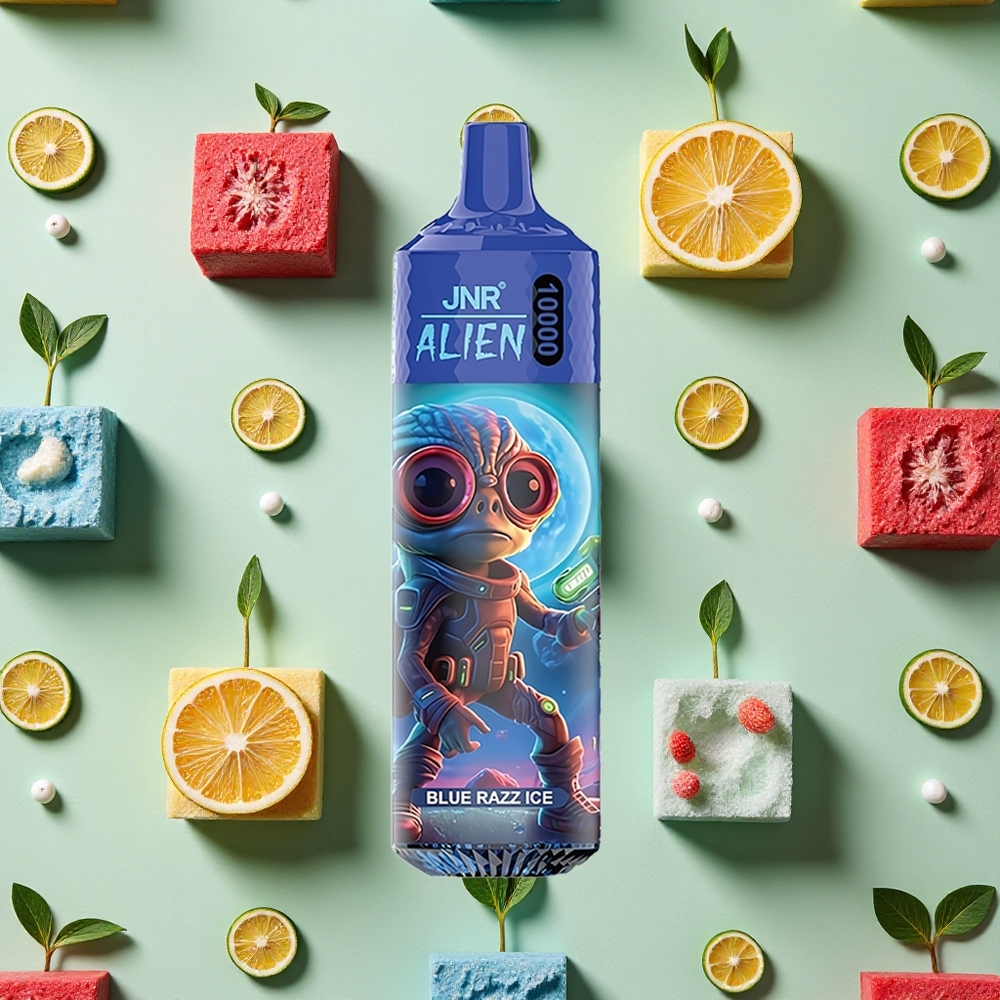 JNR Alien 10000 Puffs 850mAh Azul Framboesa Gelo