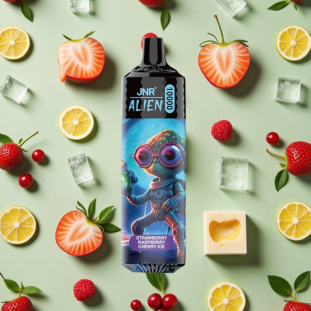 JNR Alien 10000 Puffs Morango Framboesa Cereja Gelo LED RGB Tipo-C
