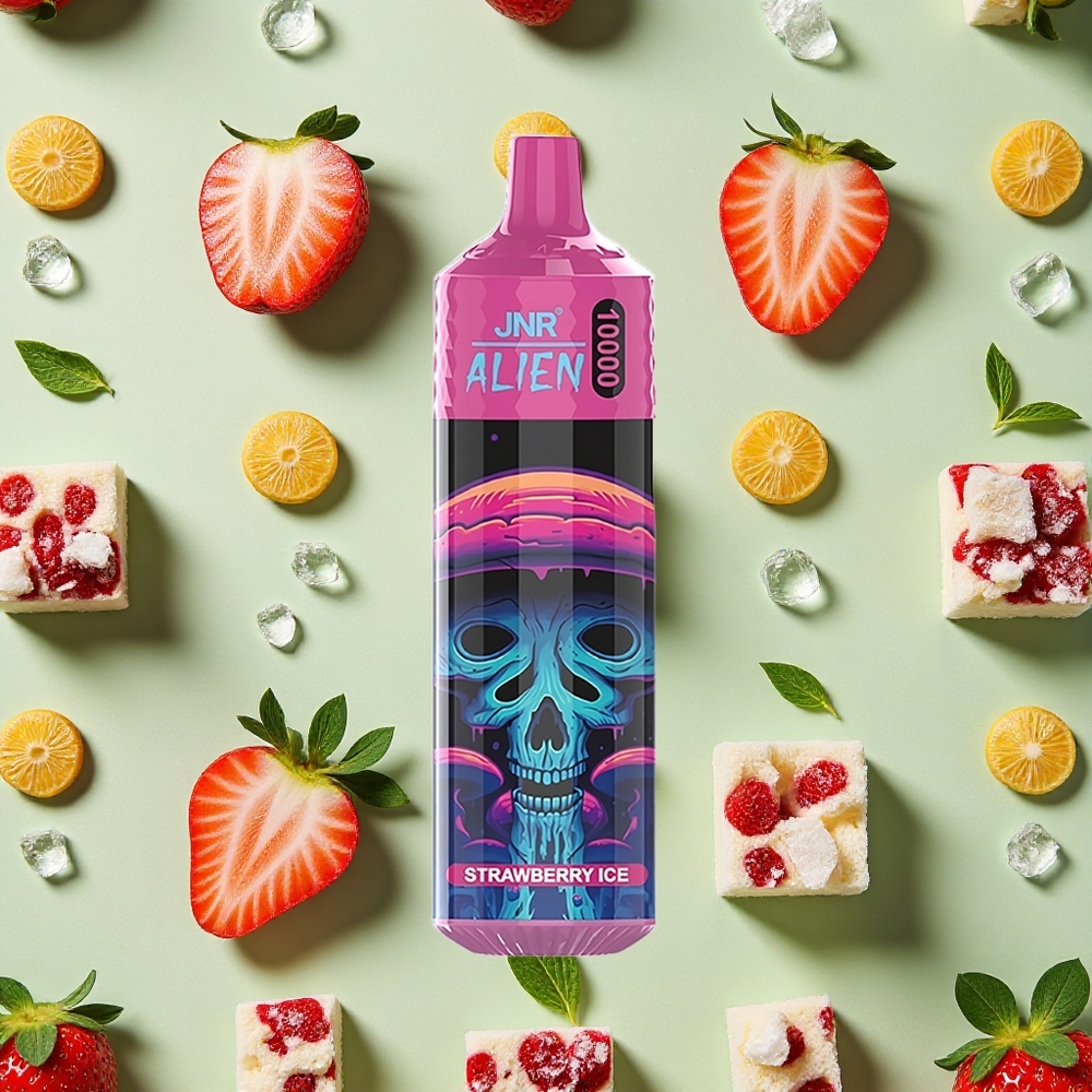 JNR Alien 10000 Puffs Morango Gelo 850mAh 20ml E-líquido