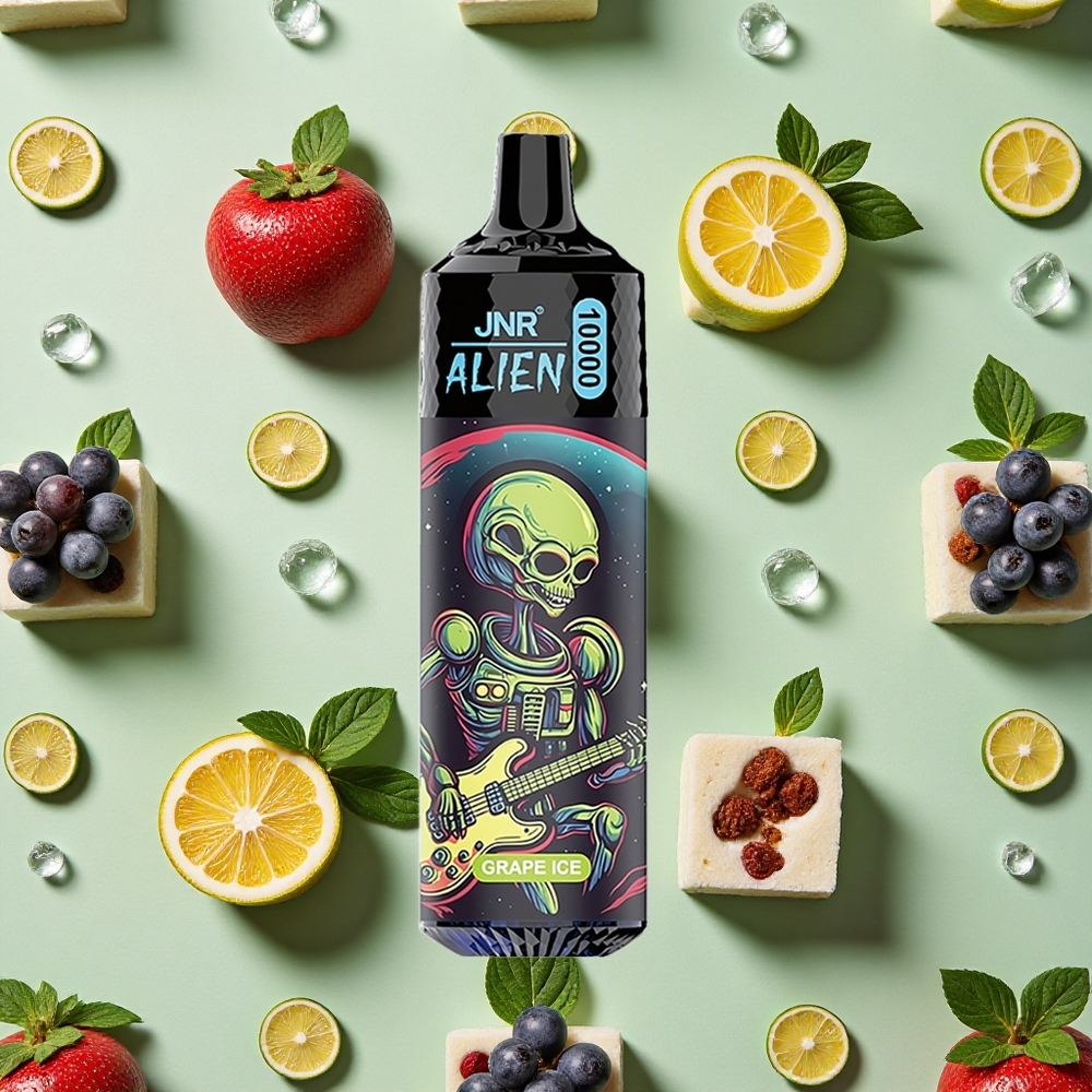 JNR Alien 10000 Puffs Uva Gelo com LED RGB e Carga Rápida Type-C