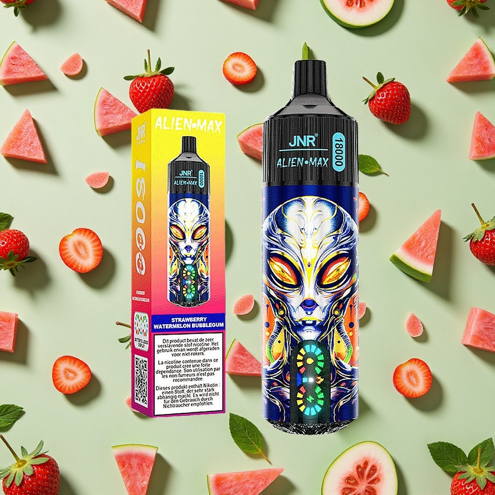 JNR Alien Max 18000 Puffs Morango Melancia Chiclete Bobina de Malha Dupla 28ml E-líquido