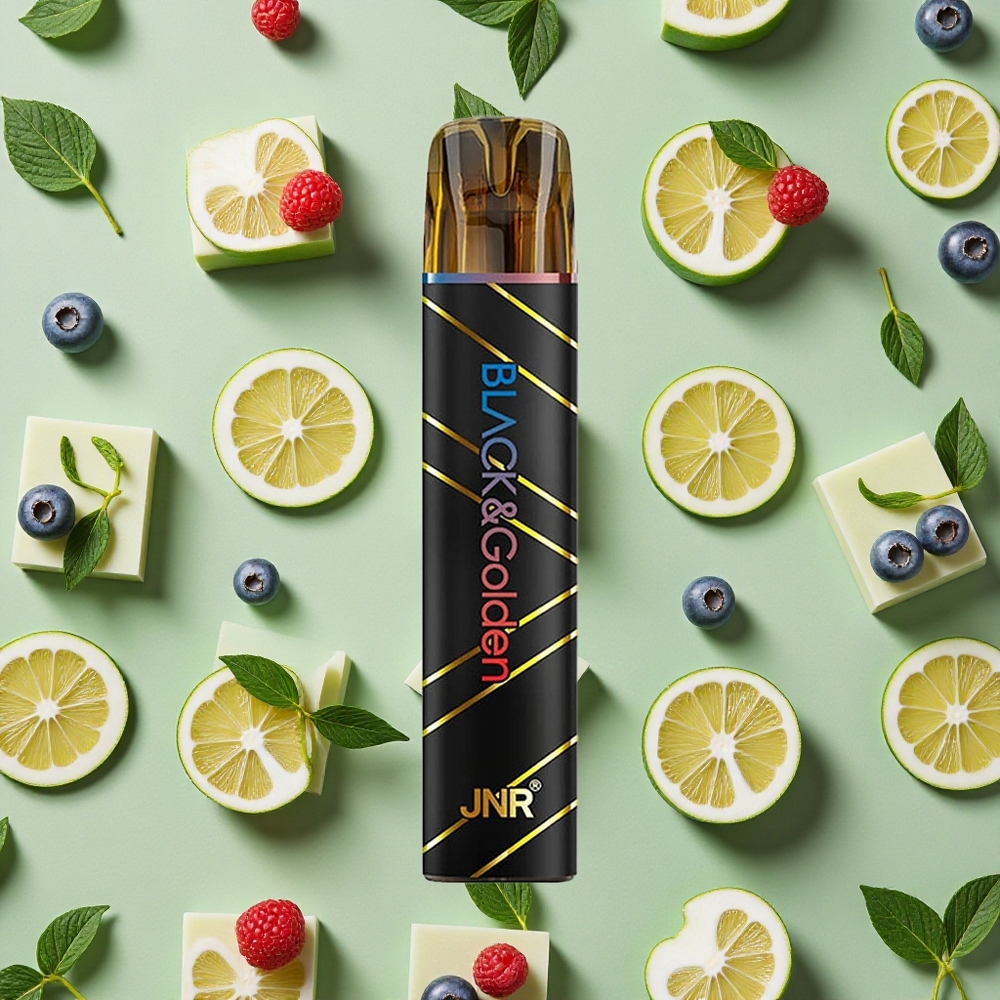 JNR BlackGolden 600+200 Puff Vape descartável Mirtilo Framboesa Azeda