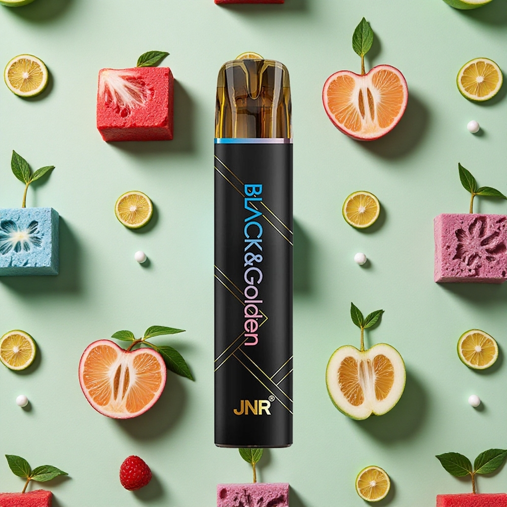 JNR BlackGolden 600+200 Puffs Vape descartável Blue Razz Cereja
