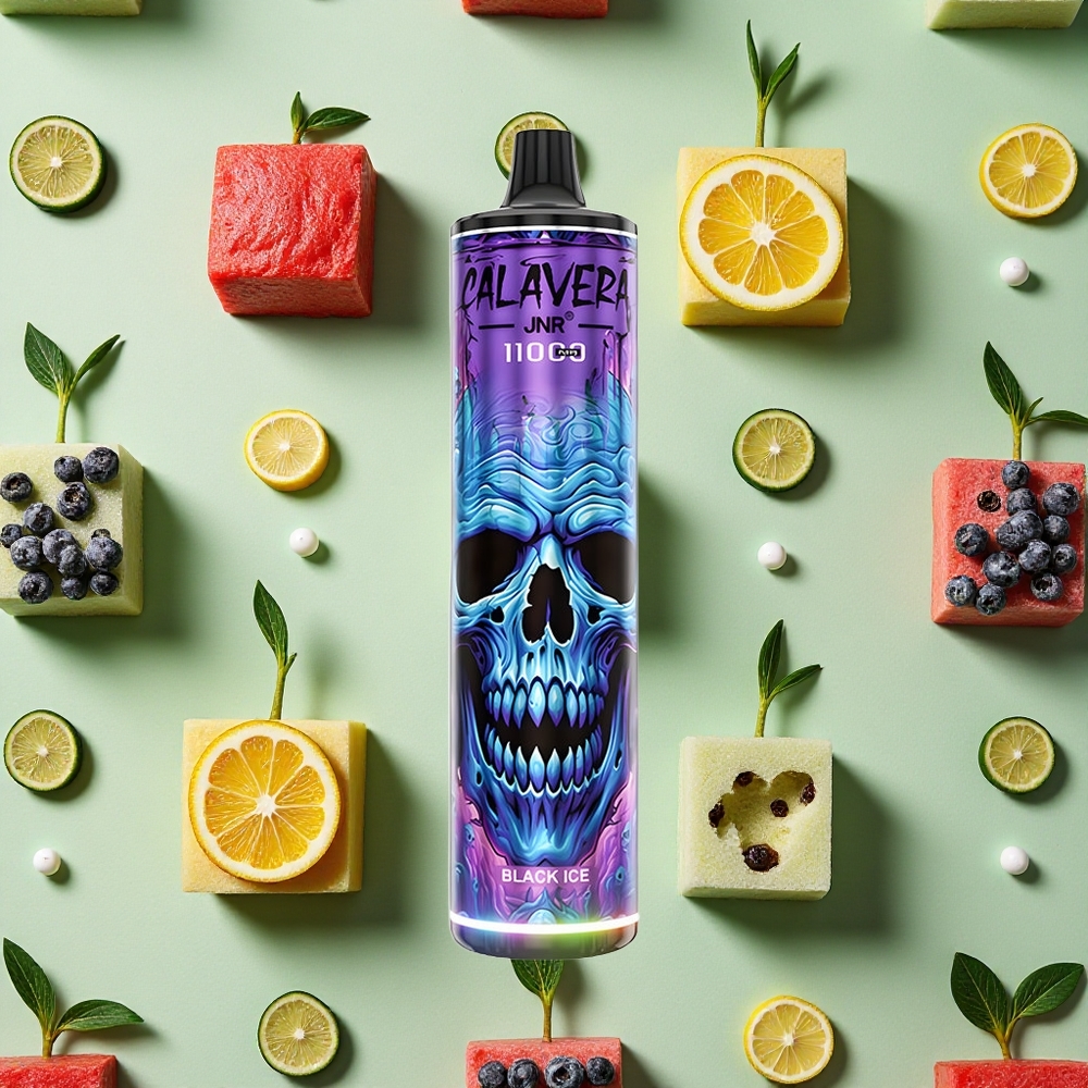 JNR Calavera 11000 Puffs Carregamento Tipo-C 21ml E-líquido Gelo Negro