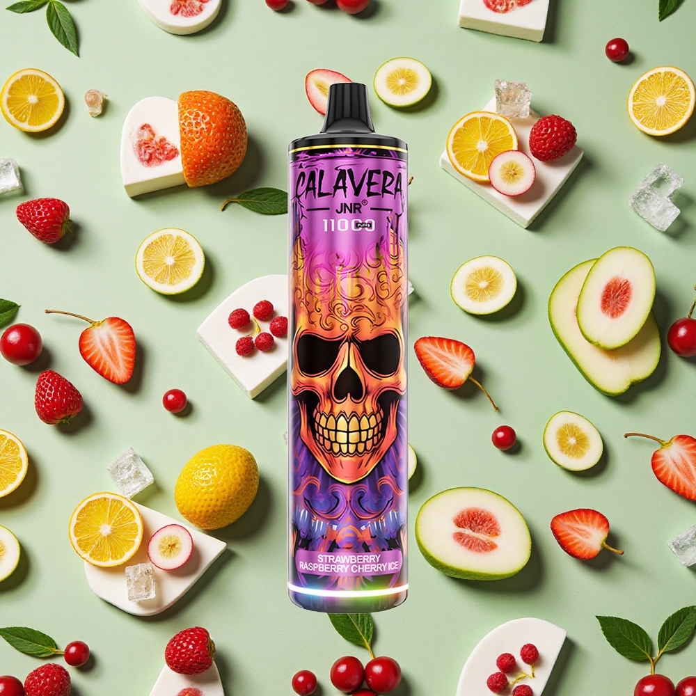 JNR Calavera 11000 Puffs Morango Framboesa Cereja Gelo 850mAh 21ml E-líquido