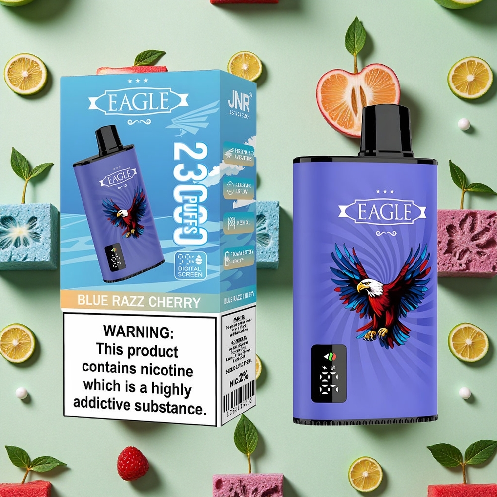 JNR EAGLE Smart 23000 Puffs Tela Digital 10ohm Malha Vape descartável Mirtilo Cereja