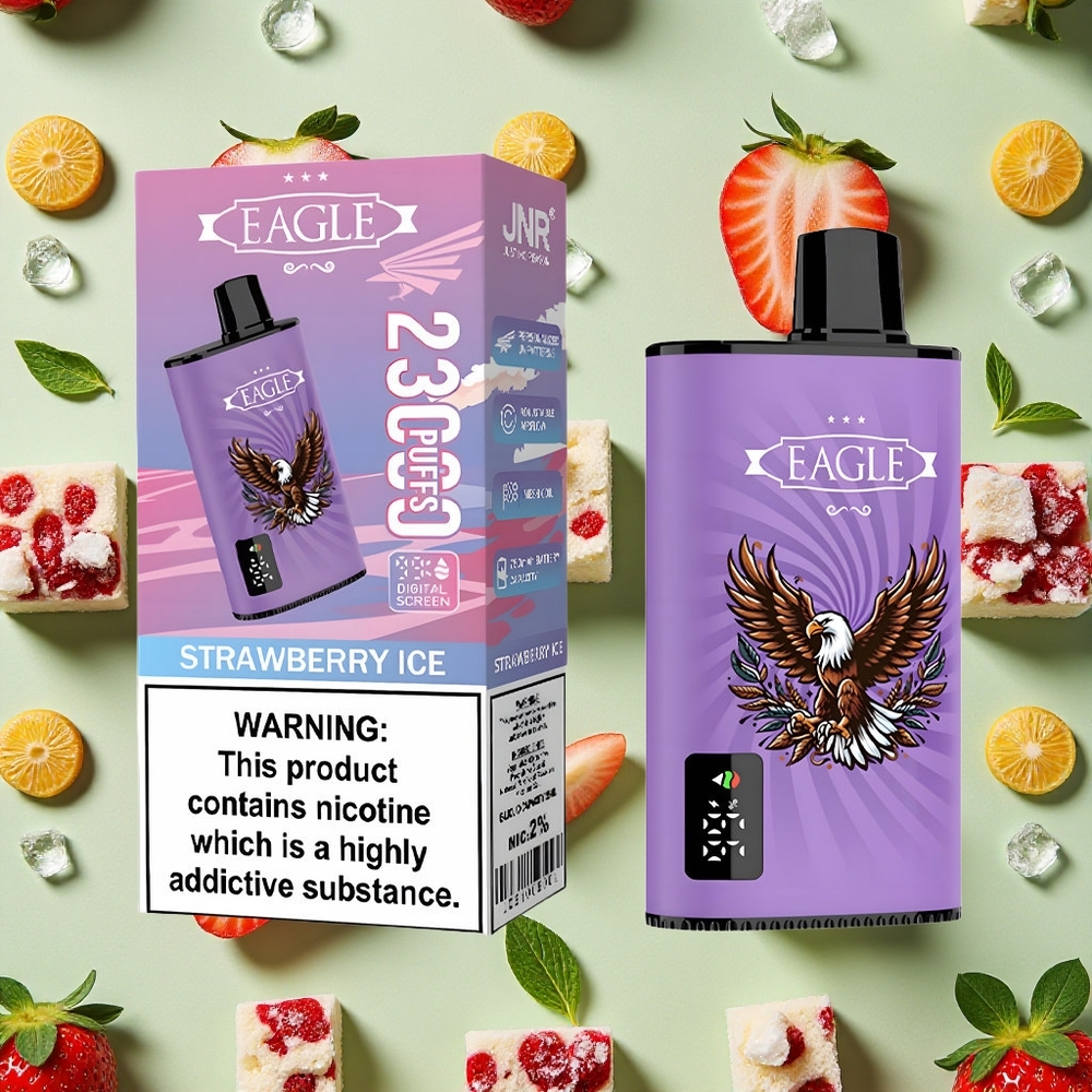 JNR EAGLE Smart 23000 Puffs Tela Digital 25ml E-líquido Morango Gelo Vape descartável