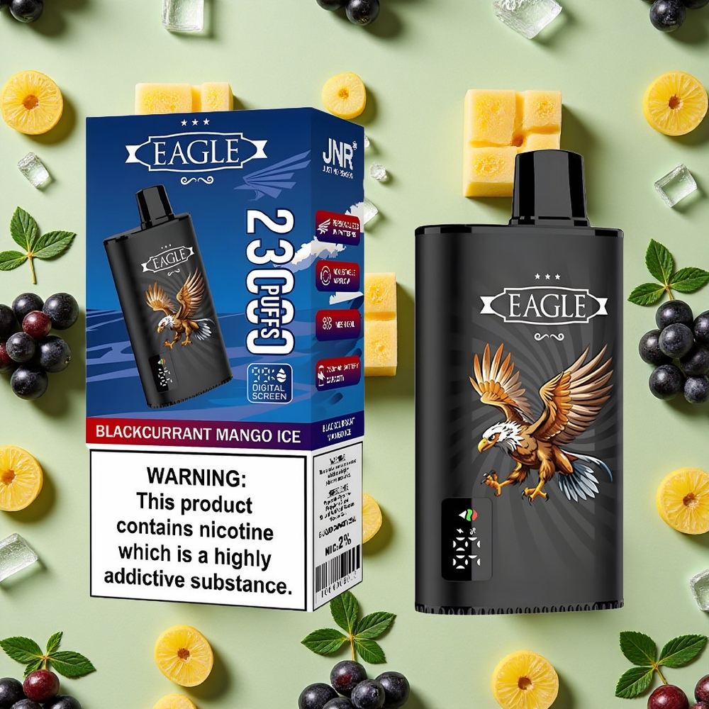 JNR EAGLE Smart 23000 Puffs Tela Digital e Bateria 750mAh Groselha Manga Gelo Vape descartável