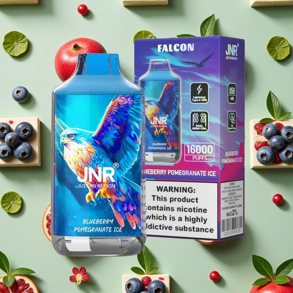 JNR Falcon 16000 Puffs 22ml E-líquido Mirtilo Romã Gelo