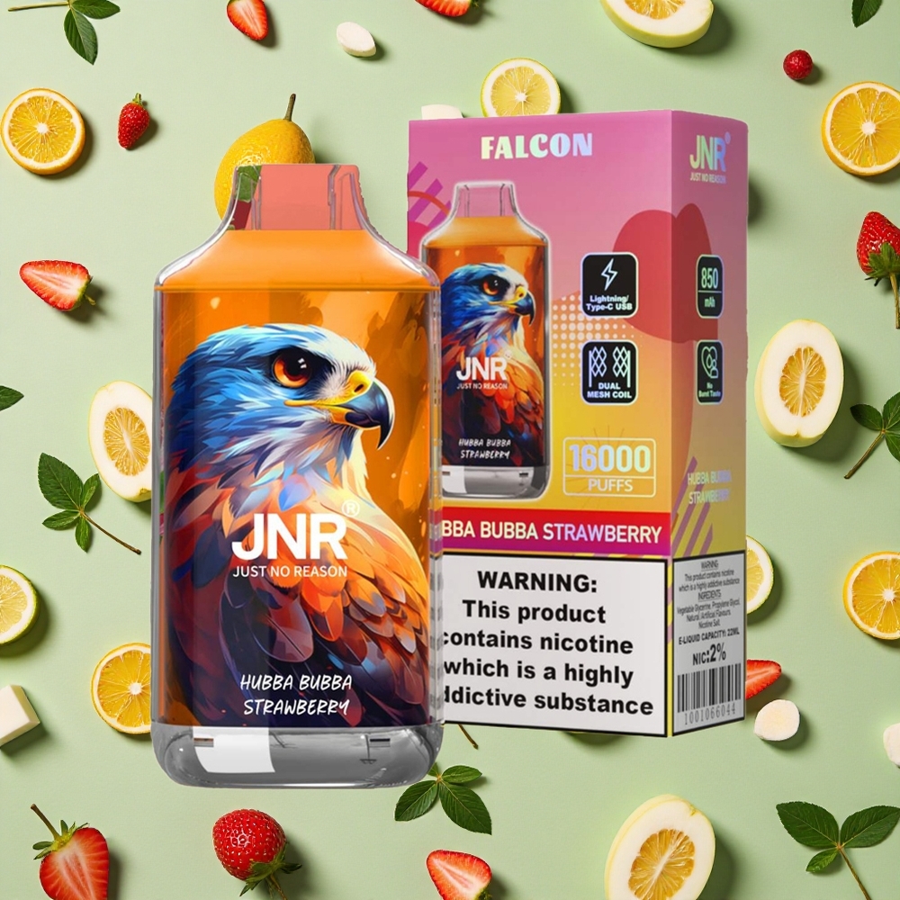 JNR Falcon 16000 Puffs 22ml E-líquido Morango Hubba Bubba