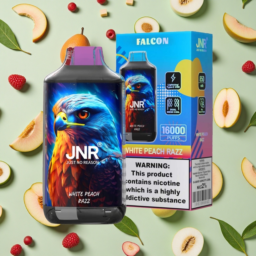 JNR Falcon 16000 Puffs 22ml E-líquido Pêssego Branco Razz
