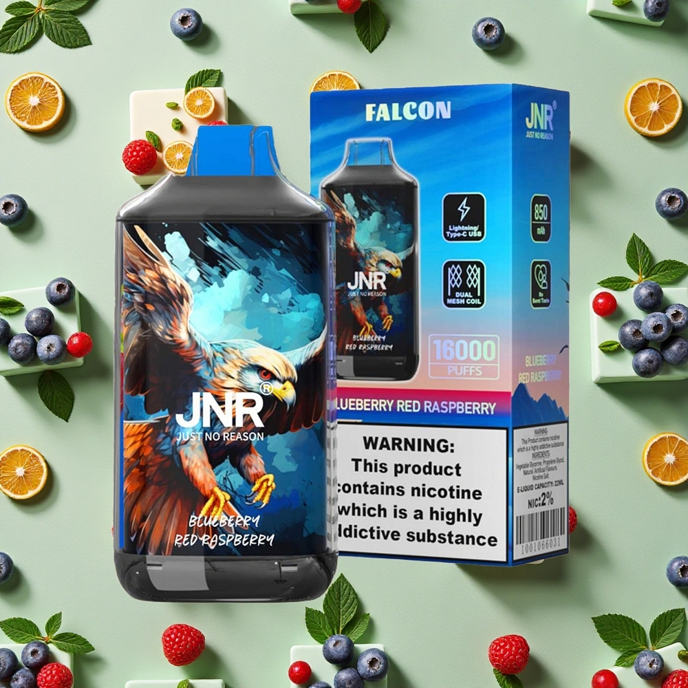 JNR Falcon 16000 Puffs Mirtilo Framboesa Vermelha