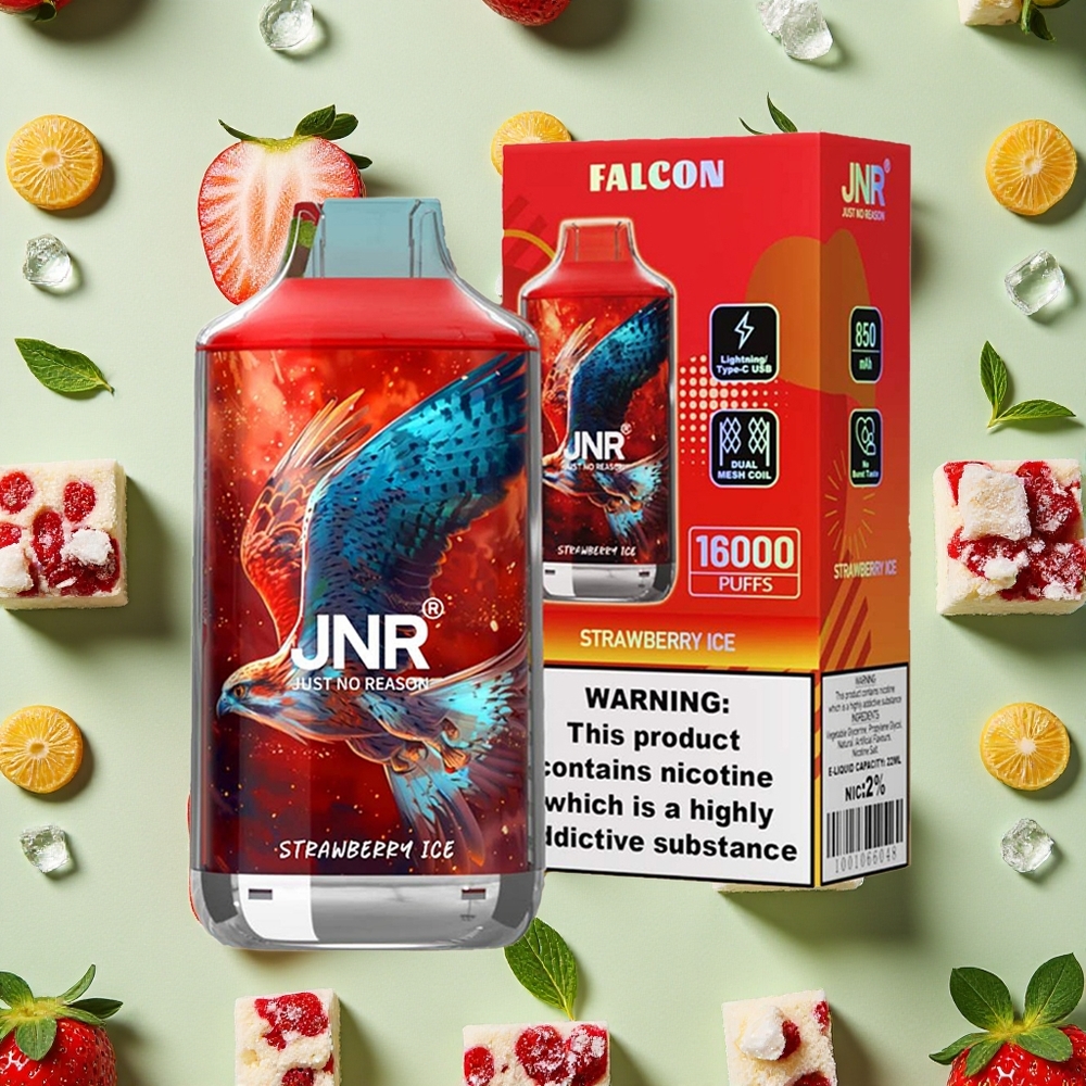 JNR Falcon 16000 Puffs Morango Gelo 22ml E-líquido 850mAh