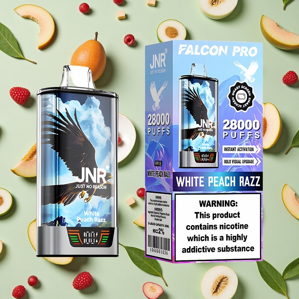 JNR Falcon Pro 28000 Puffs 30ml E-líquido Pêssego Branco Framboesa Descartável