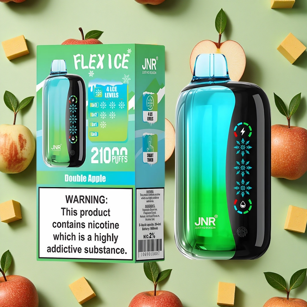 JNR Flex Ice 21000 Puffs Dupla Maçã Vape descartável 26ml E-líquido Tipo-C