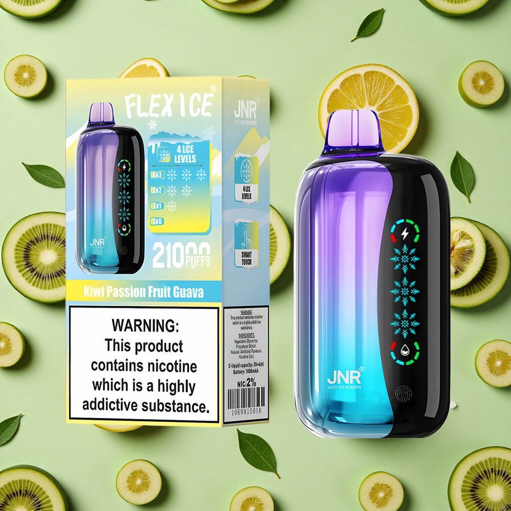 JNR Flex Ice 21000 Puffs Kiwi Maracujá Goiaba com 26ml E-líquido de E-líquido