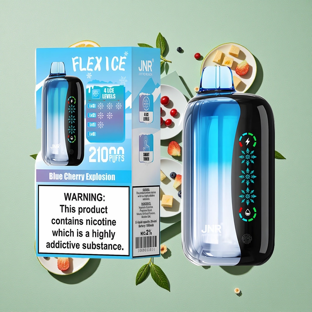 JNR Flex Ice 21000 Puffs Toque de Tela e Carga Tipo-C Explosão Cereja Azul