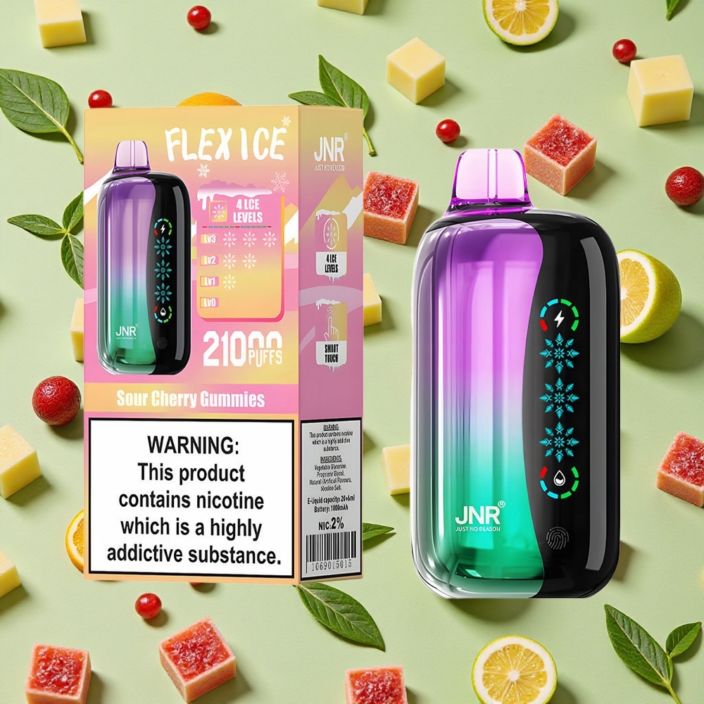 JNR Flex Ice 21000 Puffs Vape Ajustável Gomas de Cereja Ácida
