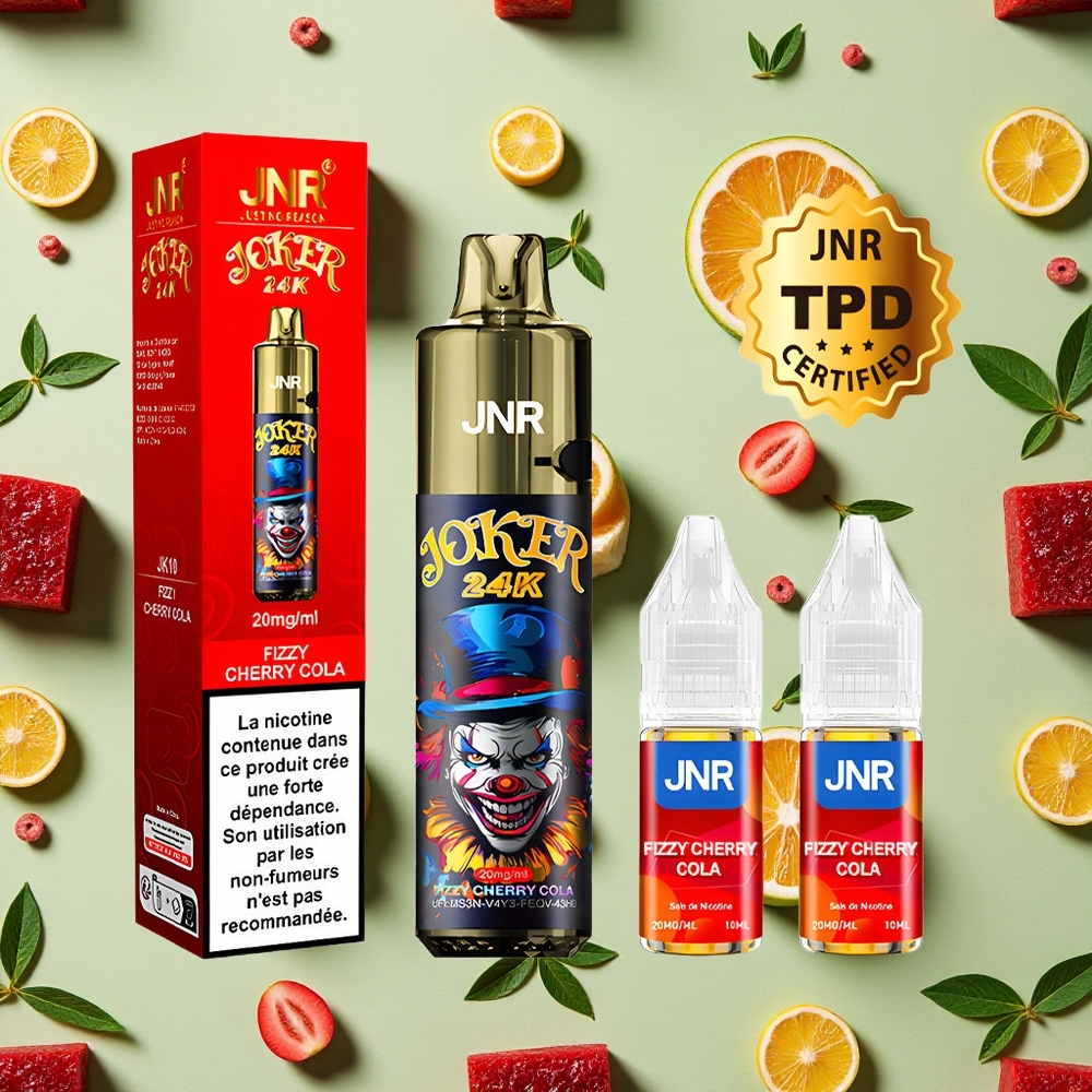 JNR Joker 24000 Puffs 2 Nicotina Cereja Cola Fizzy Vape descartável