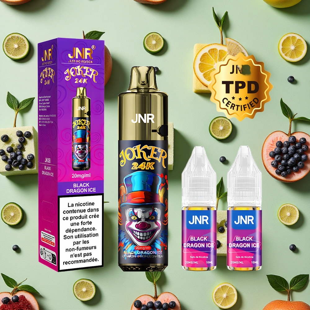 JNR Joker 24000 Puffs Gelo do Dragão Negro Vape descartável 2 Nicotina 800mAh