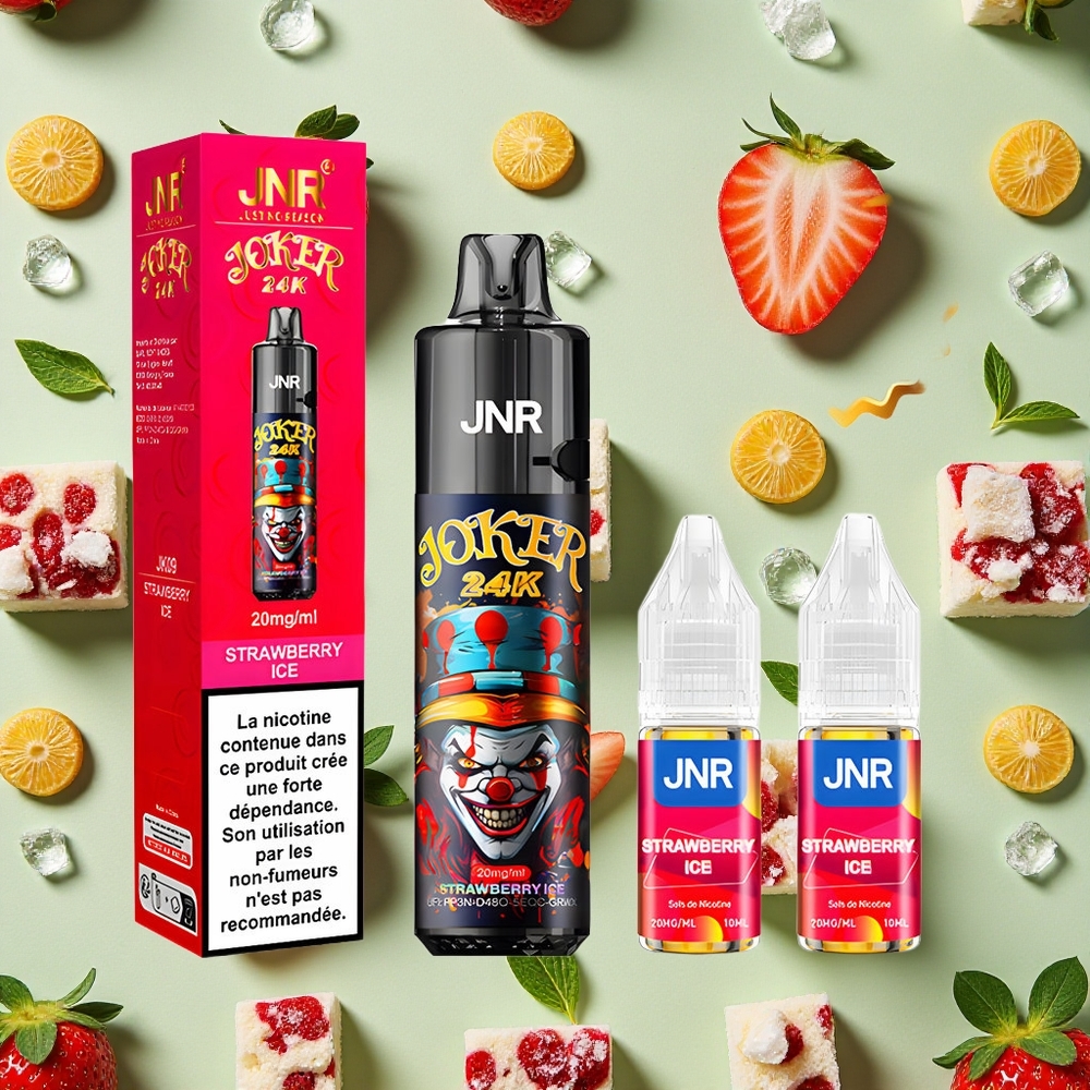 JNR Joker 24000 Puffs Morango Gelo Vape descartável 2 Nicotina 800mAh
