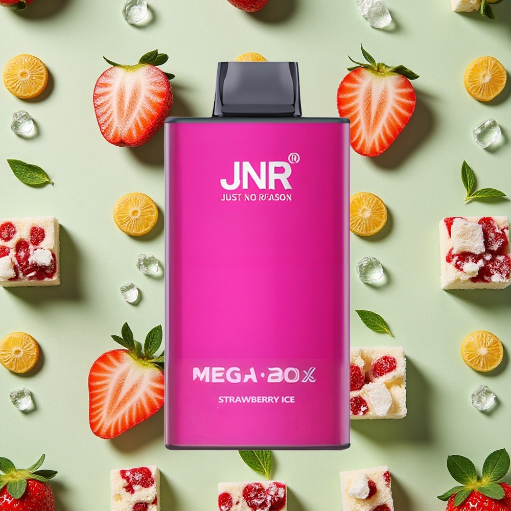 JNR Mega Box 25000 Bocadas Morango Gelo Bobina de Malha Dupla  Type-C