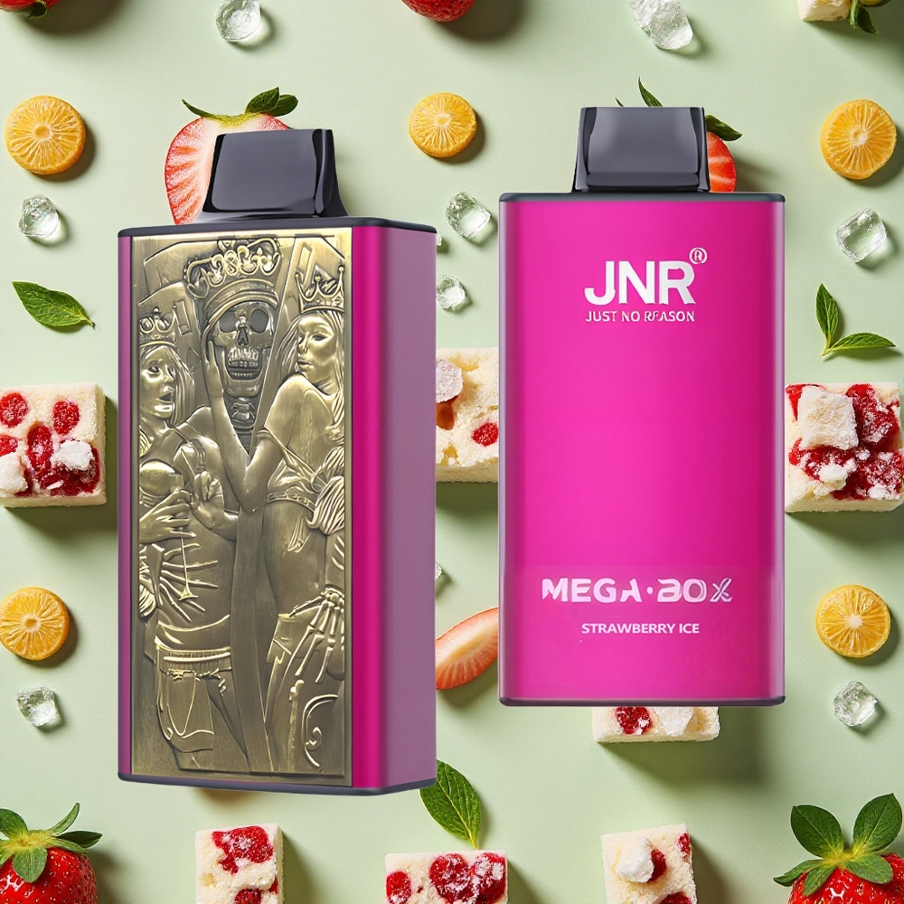 JNR Mega Box 25000 Bocadas Morango Gelo Bobina de Malha Dupla  Type-C