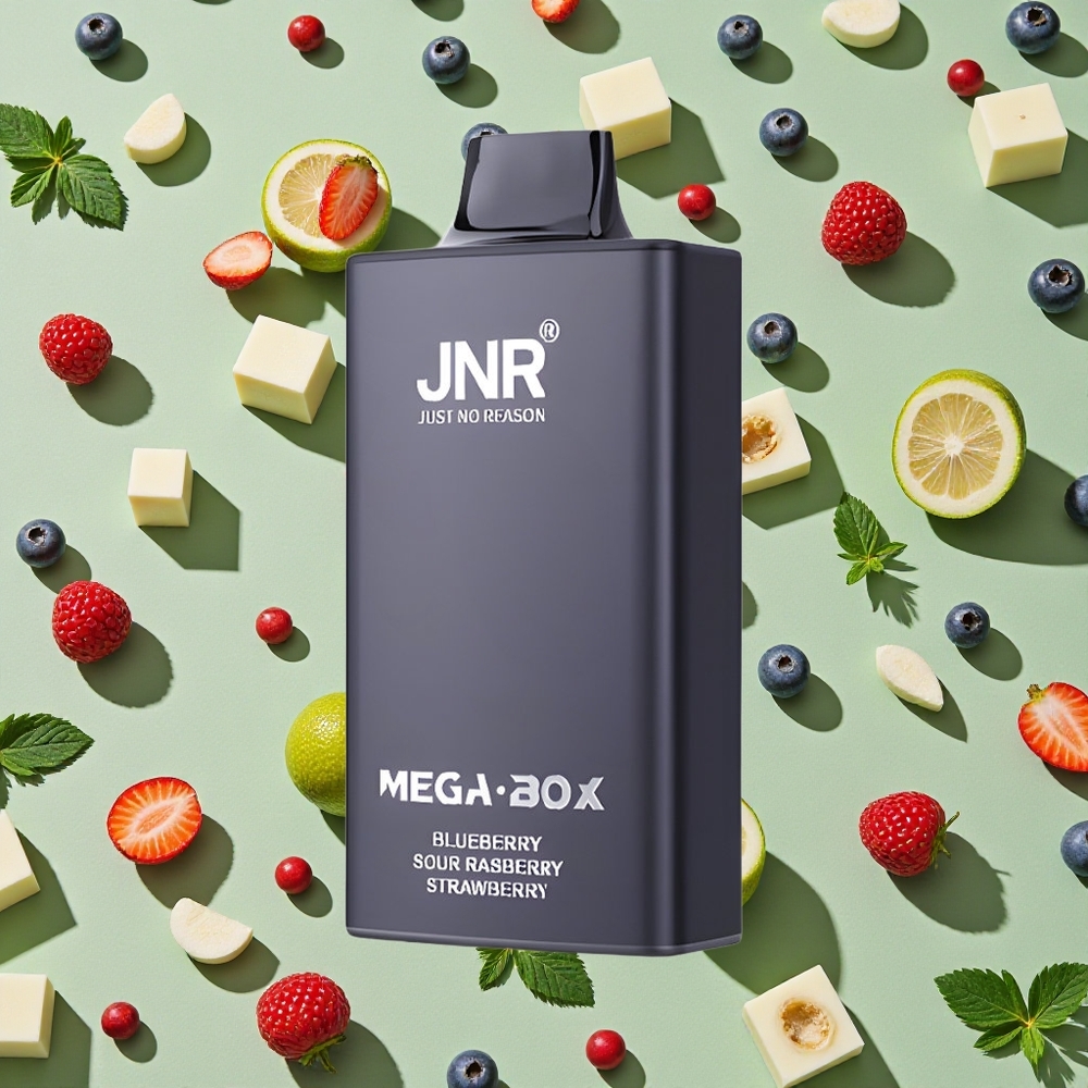 JNR Mega Box 25000 Puffs 30ml E-líquido Vape descartável Mirtilo Framboesa Azeda Morango