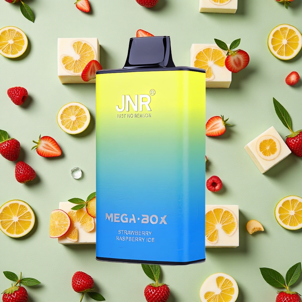 JNR Mega Box 25000 Tiragens Morango Framboesa Gelo Vape descartável