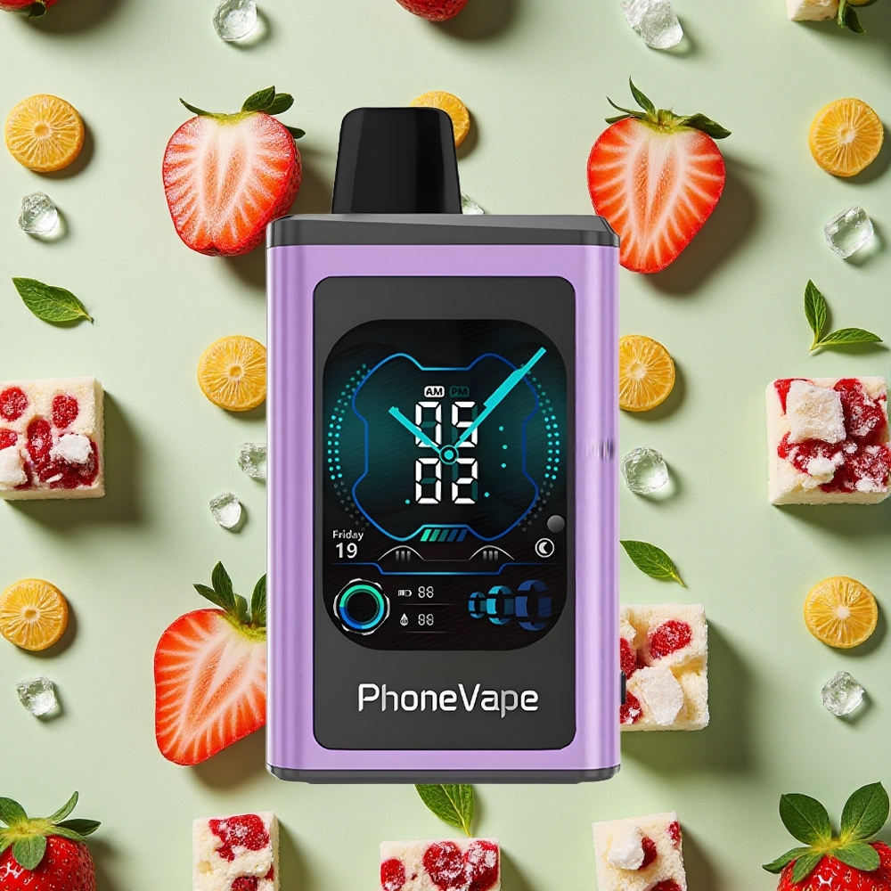 JNR PhoneVape 30000 Puffs Recarregável Morango Gelo 25 Nicotina