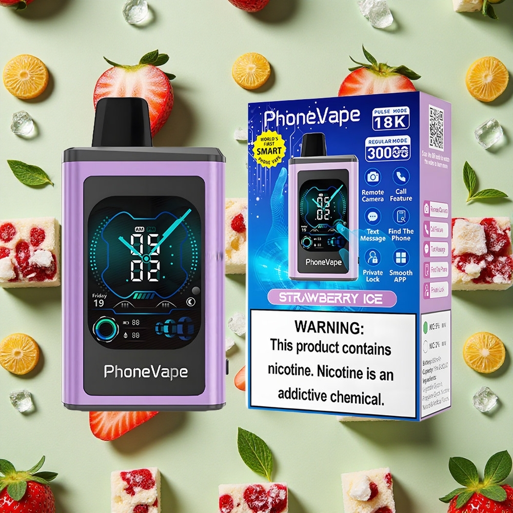JNR PhoneVape 30000 Puffs Recarregável Morango Gelo 25 Nicotina