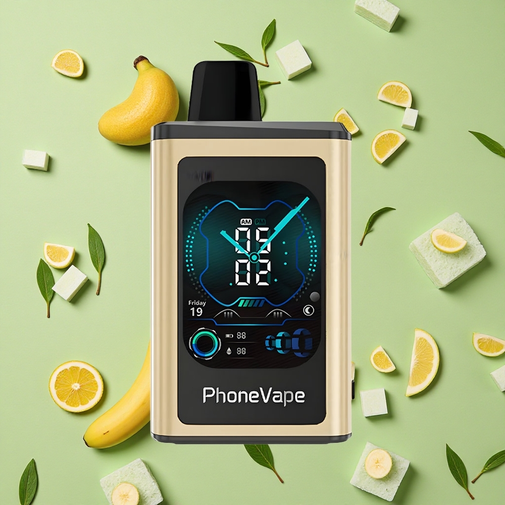 JNR PhoneVape 30000 Puffs Recarregável via Type-C 2 5 Nicotina Banana Gelo Vape descartável