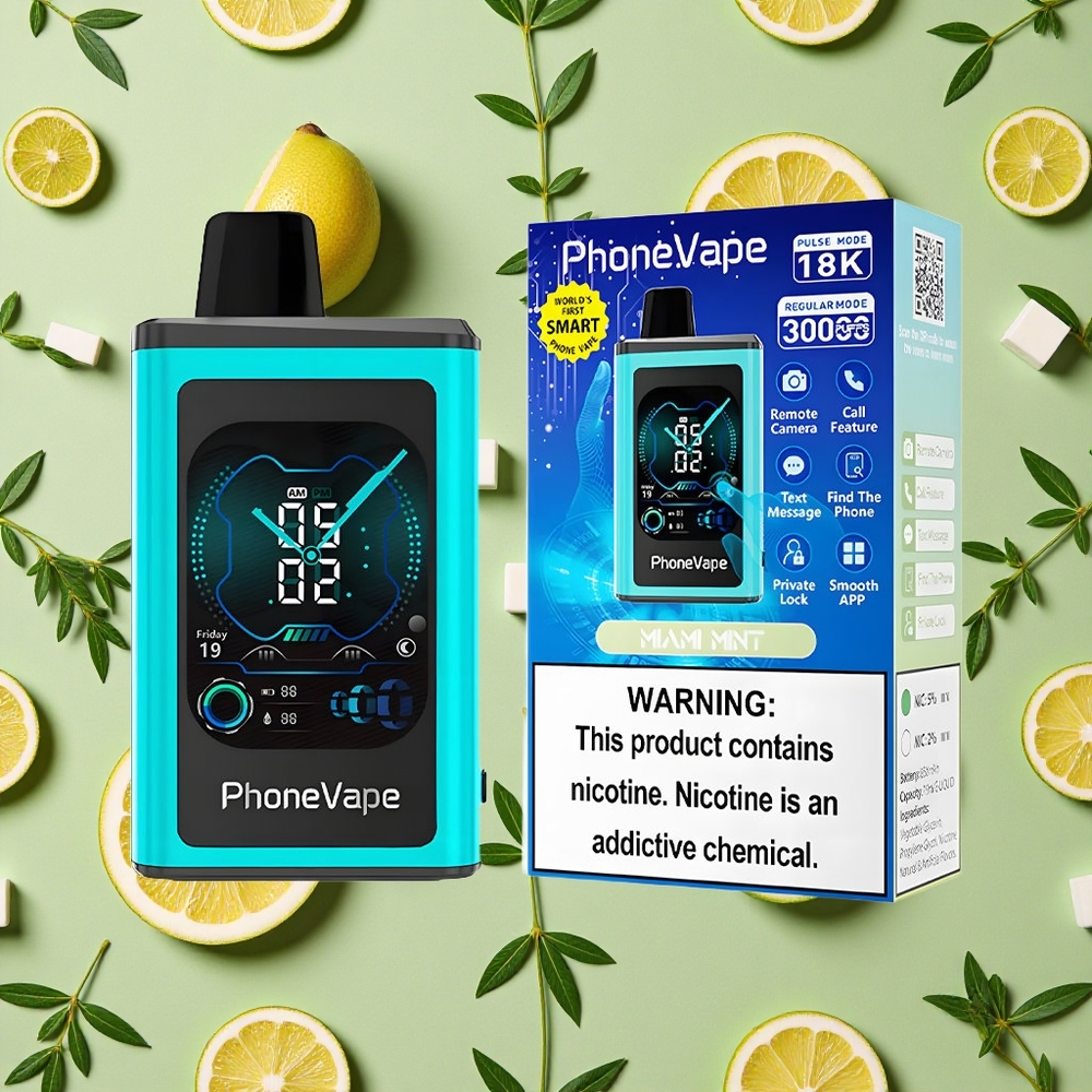 JNR PhoneVape 30000 puffs Menta Miami Bateria 850mAh Força de Nicotina 25 Nicotina