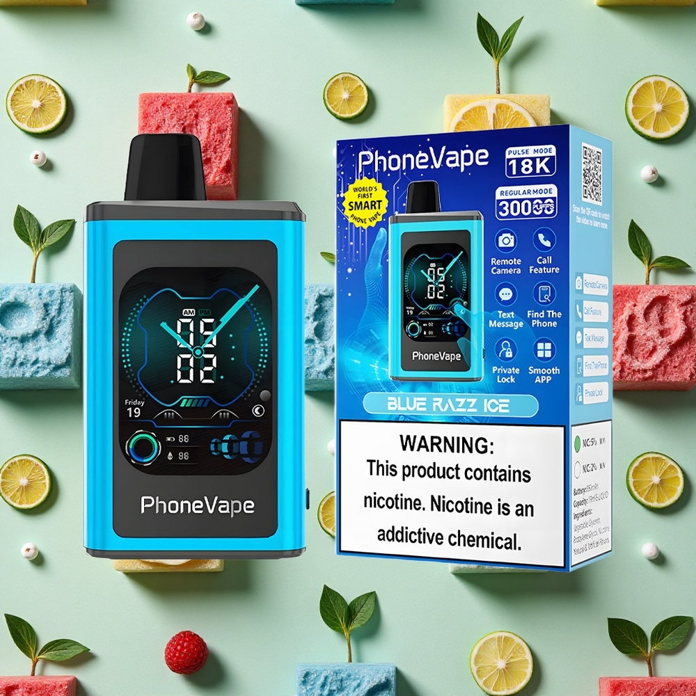 JNR PhoneVape 30000 puffs Tela Completa Vape descartável Mirtilo Gelado