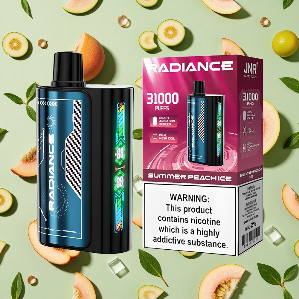 JNR Radiance 31000 Puffs 28ml E-líquido Pêssego de Verão e Gelo Vape descartável