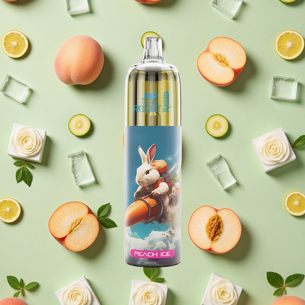 JNR Rocket-X 12400 Puffs 25ml E-líquido Pêssego Gelo Vape descartável