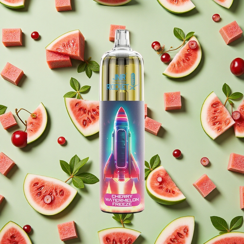 JNR Rocket-X 12400 Puffs Vape Descongelante Cereja Melancia com 850mAh e 25ml E-líquido