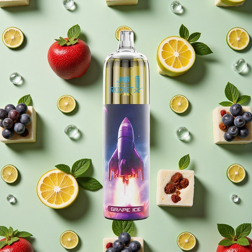 JNR Rocket-X 12400 Puffs Vape Uva Gelo com Bateria 850mAh e Carga Rápida Type-C