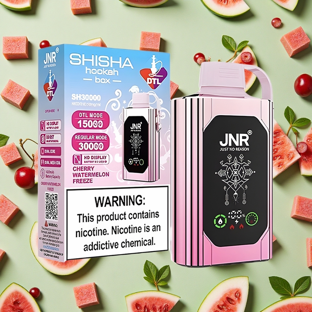 JNR Shisha Hookah Box 20500 Puffs 25ml E-líquido Cereja Melancia Freeze