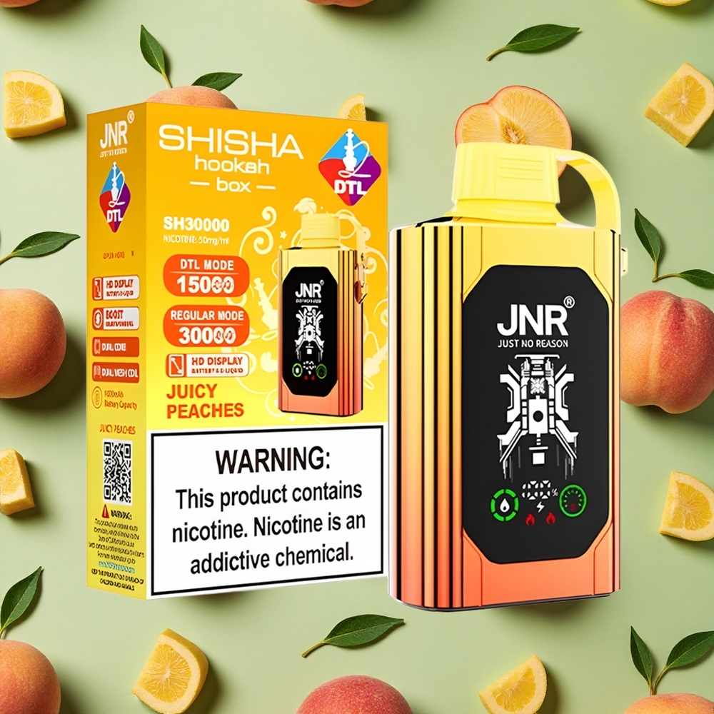 JNR Shisha Hookah Box 20500 Puffs 25ml E-líquido Pêssegos Suculentos