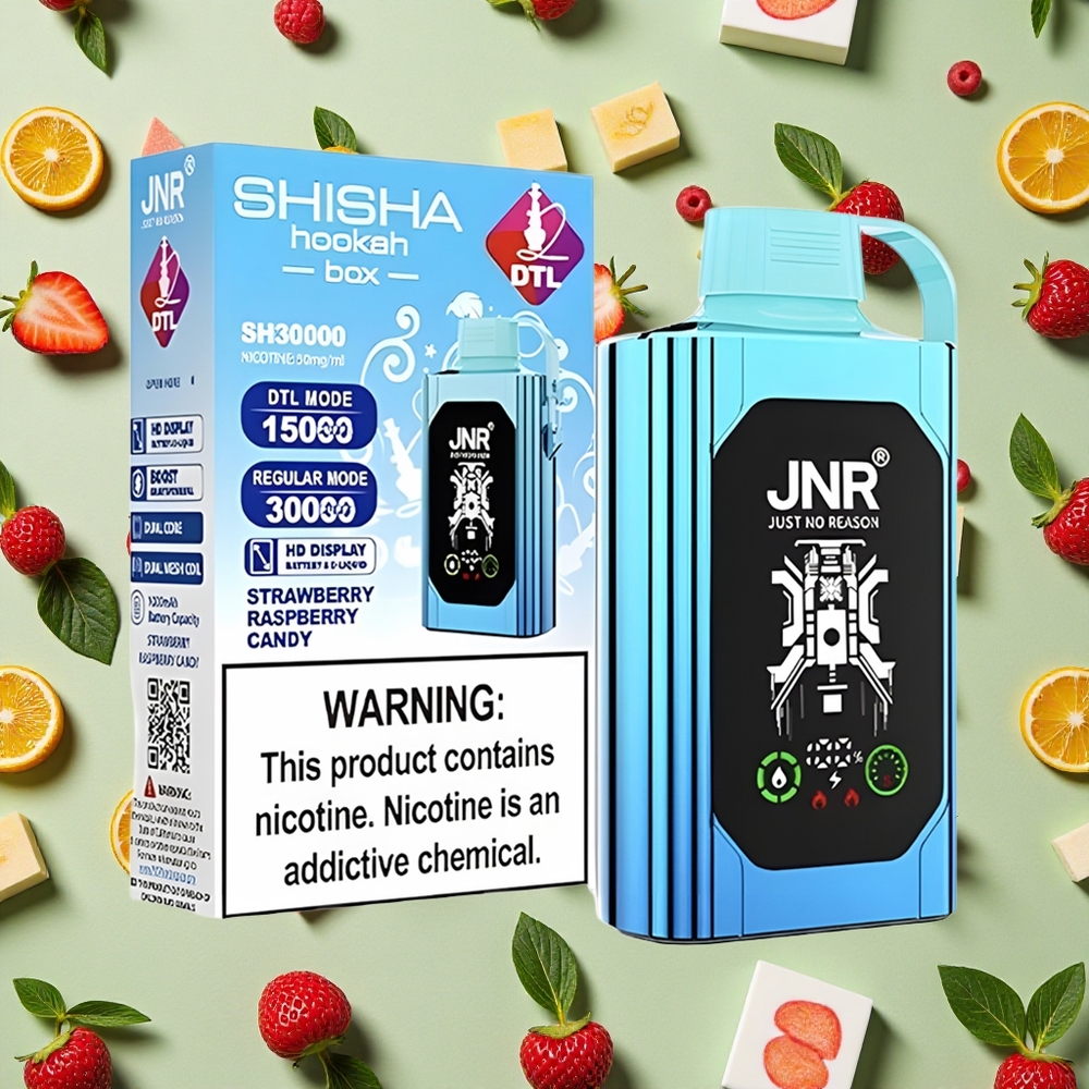 JNR Shisha Hookah Box 20500 Puffs Morango Framboesa Doce