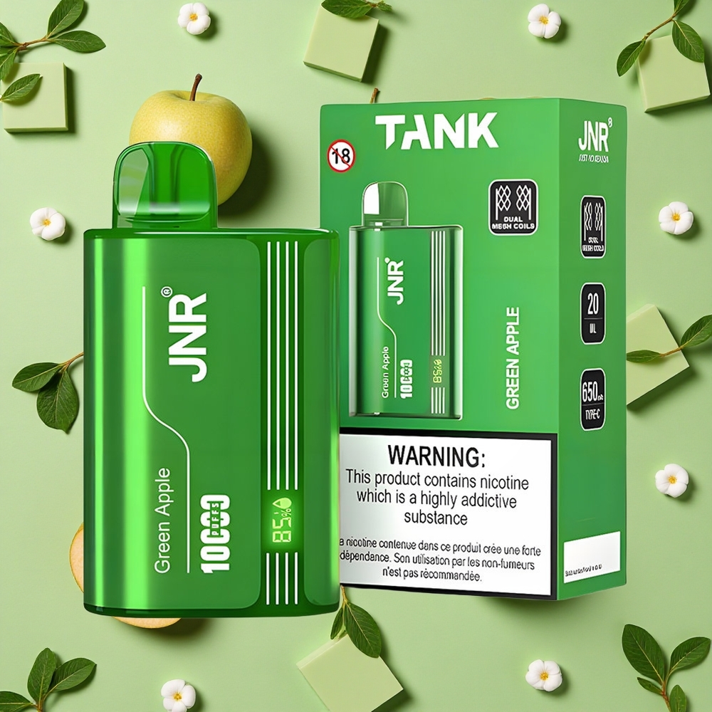 JNR Tank 10000 Puffs 20ml E-líquido Maçã Verde Pêssego Pêra Vape descartável