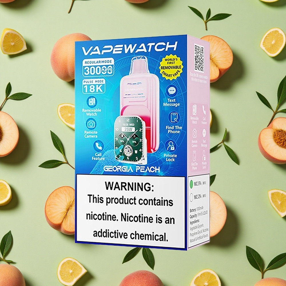JNR VapeWatch 30000 Puffs 1000mAh 19ml E-líquido Pêssego da Geórgia Vape descartável