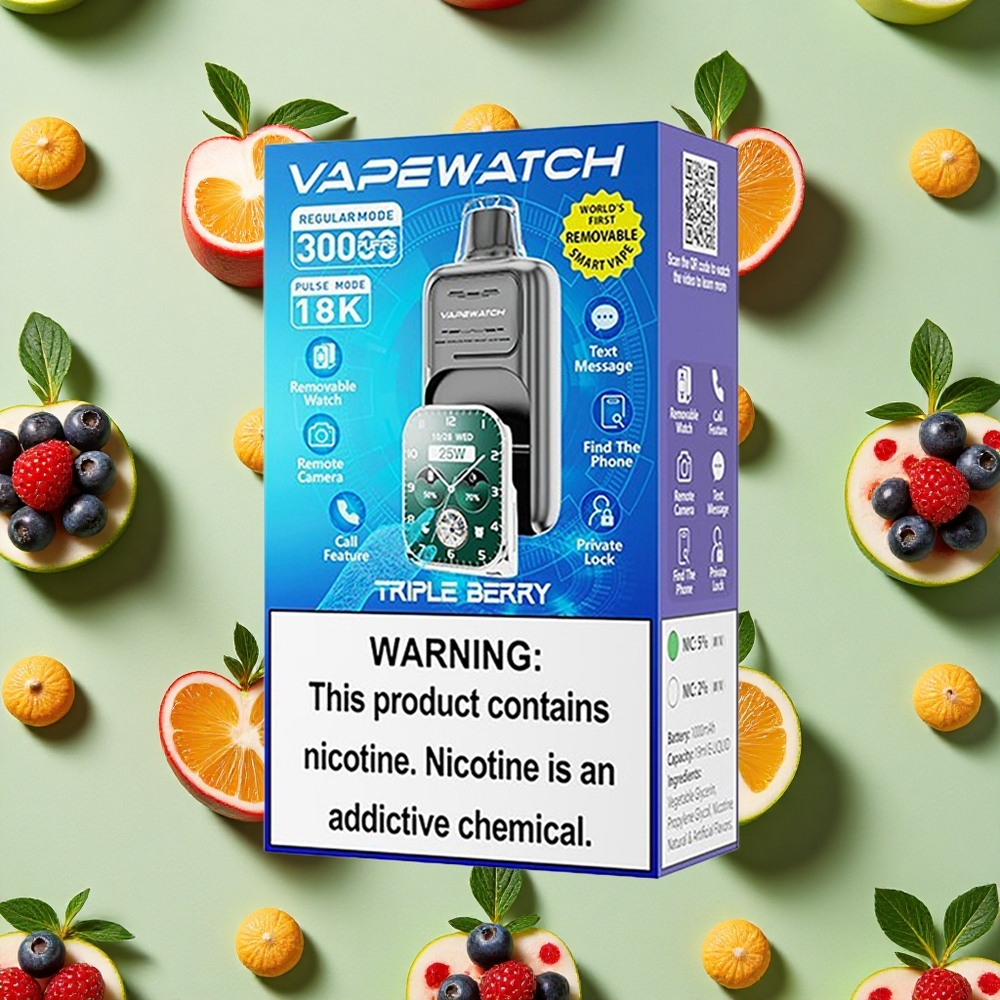JNR VapeWatch 30000 Puffs 19ml E-líquido Frutas Vermelhas Triplas Vape descartável