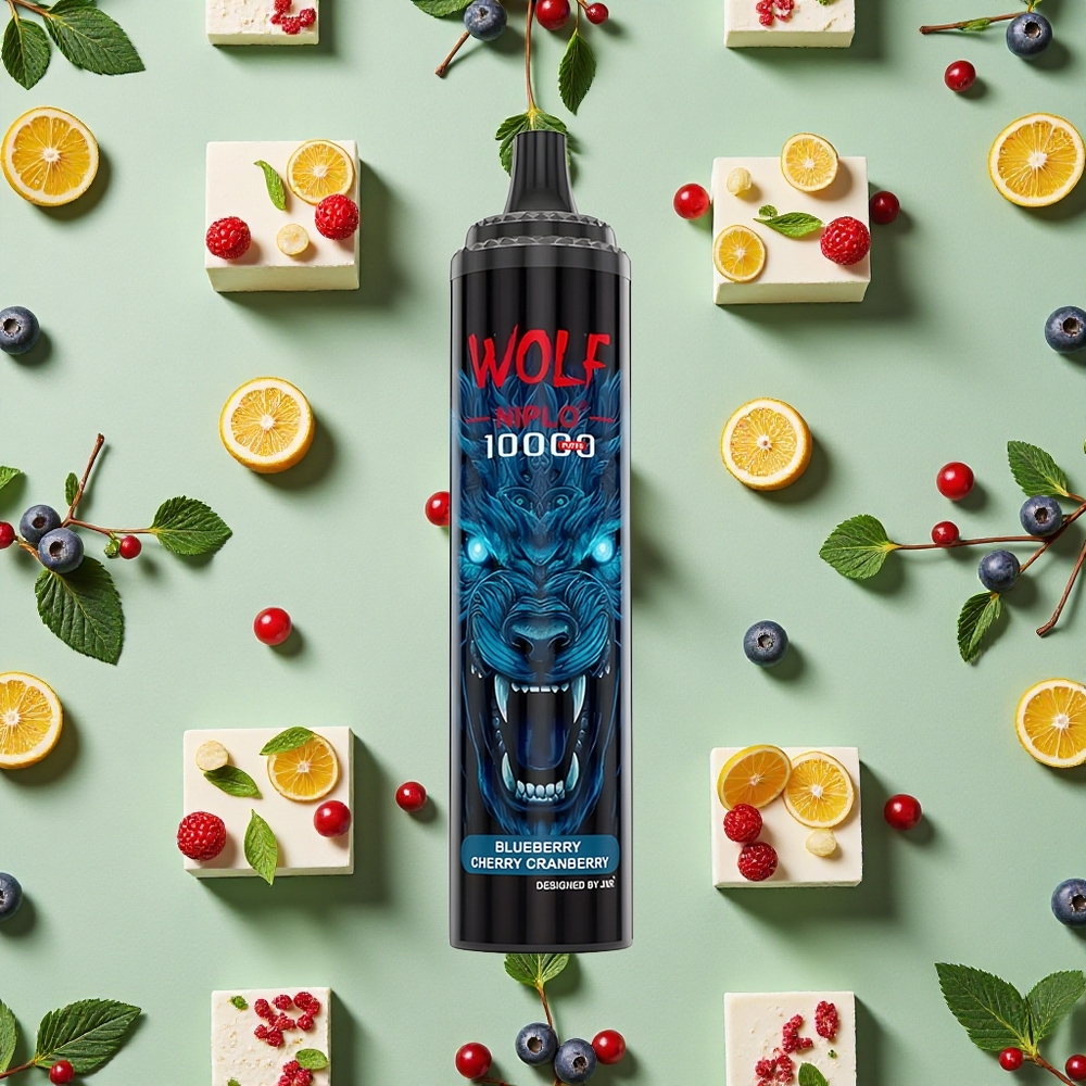 JNR Wolf Niplo 10000 Puffs 20ml E-líquido Mirtilo Cereja Cranberry