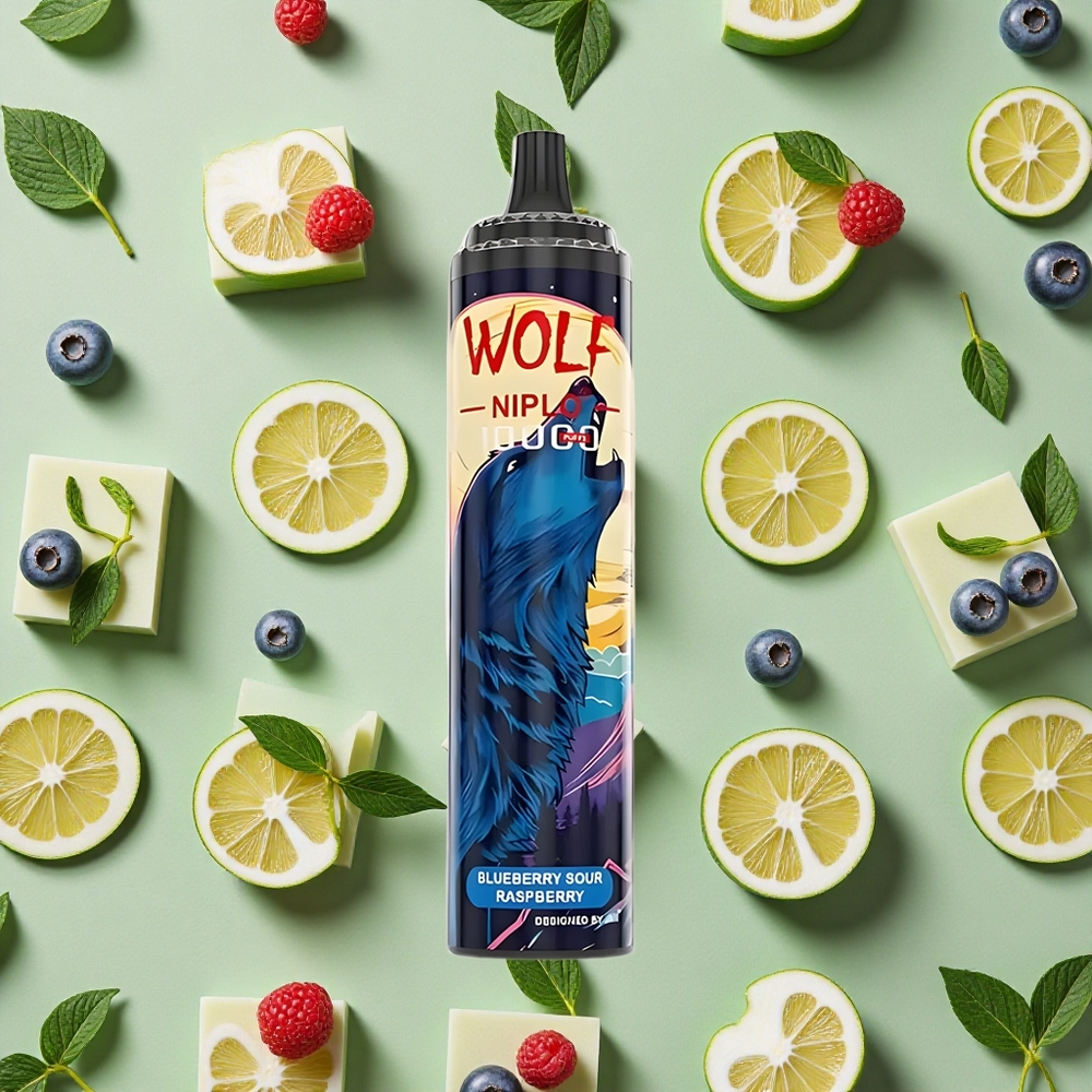 JNR Wolf Niplo 10000 Puffs 20ml E-líquido Mirtilo Framboesa Azeda