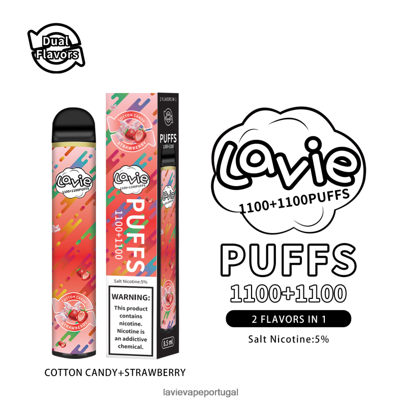 LAVIE Vape Lisbon - LAVIE BAR Switch 2200 baforadas algodão doce/morango TB68V6293