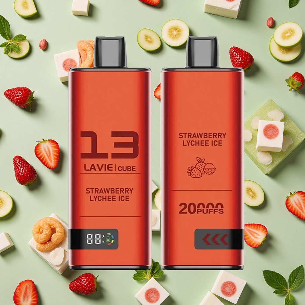 Lavie Cube 20000 Puffs 28ml E-líquido Morango Lichia Gelo Vape descartável