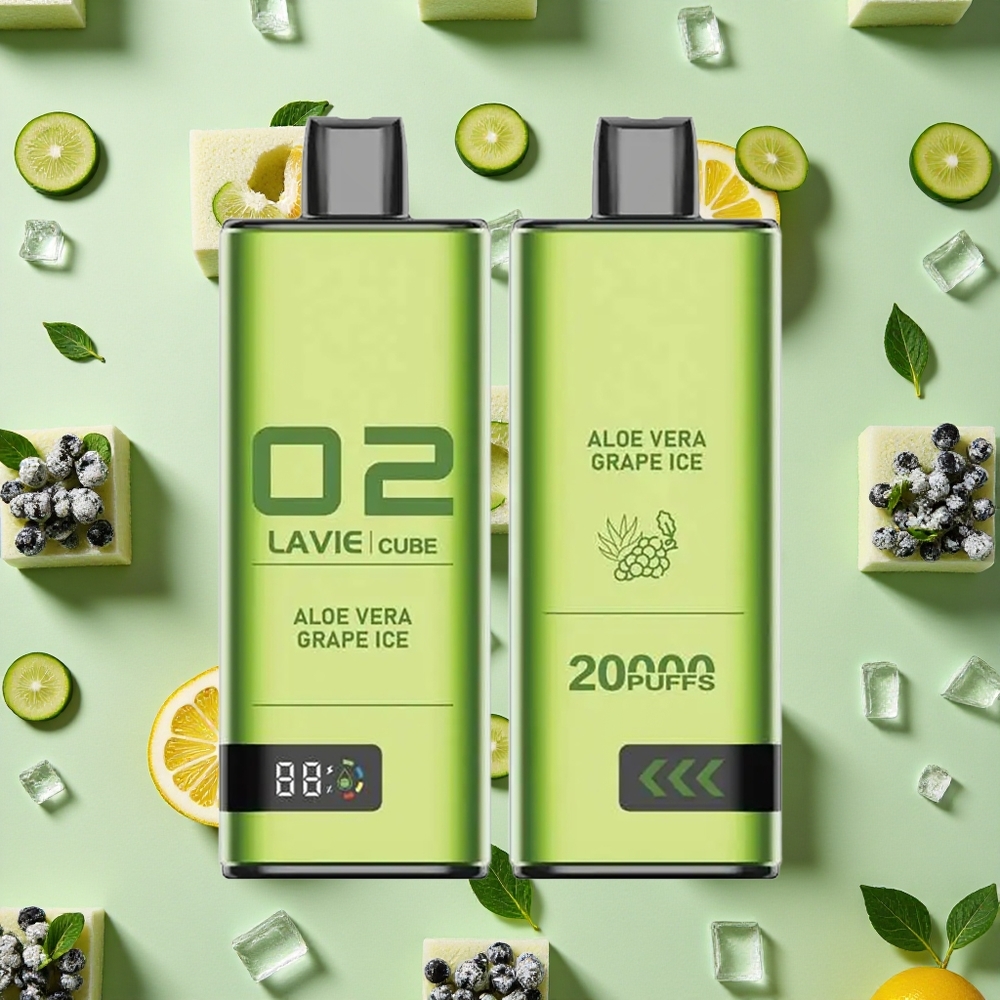 Lavie Cube 20000 Puffs 28ml E-líquido Vape descartável Aloe Vera Uva Gelo